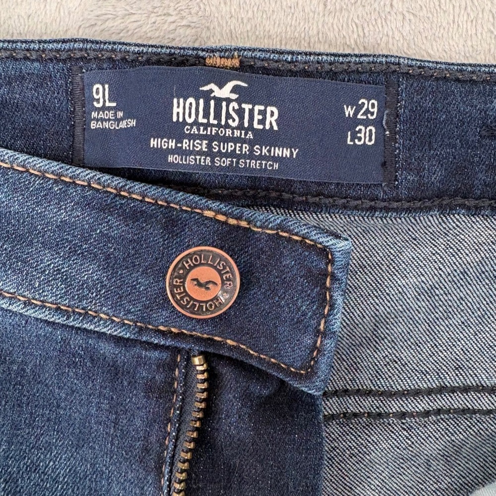 Hollister Jeans Women 9L (Fits 29x29.5) Blue High-Rise Super Skinny Soft Stretch - Picture 4 of 9